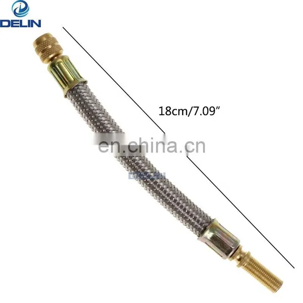 180mm Stainless Steel Braided Flexible Hose Car Wheels Tyre Valve Stems Extensions Tube Adapter photo-3