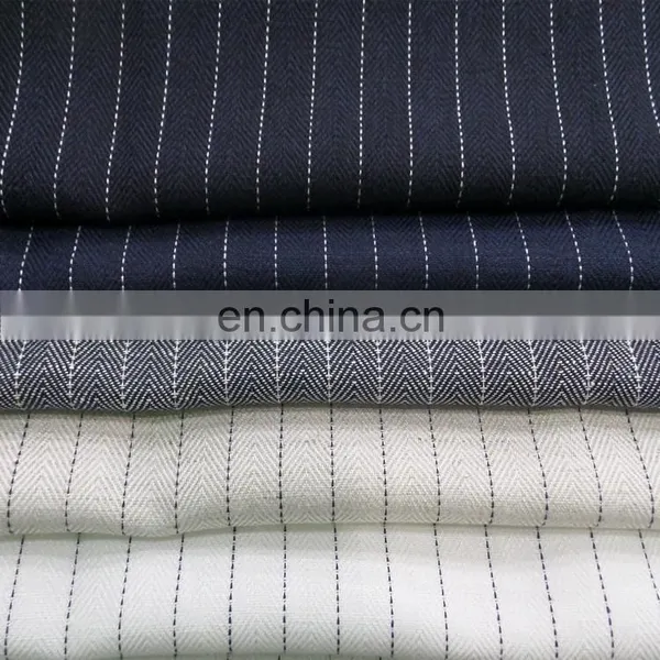 Cotton and Linen Twill Yarn-dyed Linen Striped Striped Fabric Fishbone Grain Blazer Fabric