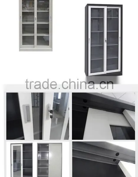 (DL-GC2)Metal Bookcase With Glass Sliding Doors/ Sliding Glass Door Filing Cabinet/Steel Lockable Files Cabinet With Glass Door photo-2