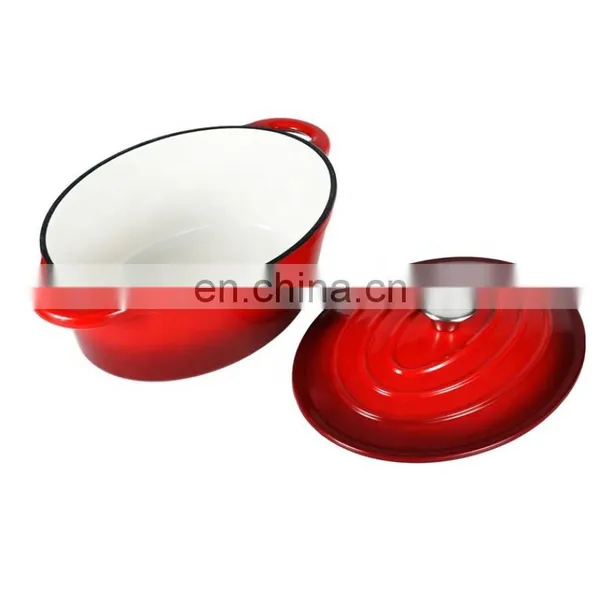 Non Stick Cast Iron Oval Red Pink Dutch Oven Cookware Casserole photo-4