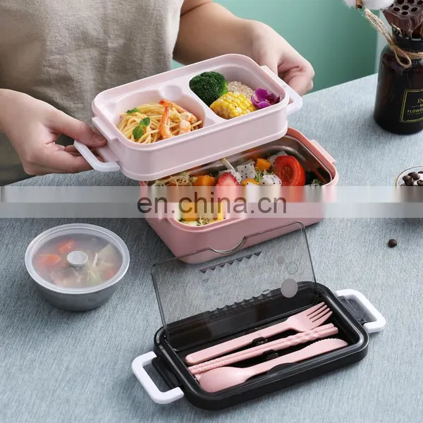304 Stainless Steel Lunch Box Bento Box For School Kids Office Worker 2layers Lunch Container Food Storage Box photo-4