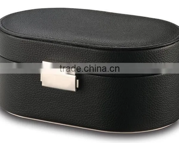 Small Faux Leather Mirror Travel Jewelry Box Organizer Display Storage Case for Rings Earrings Necklace (Black) photo-2