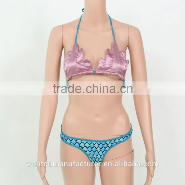 2016 HOT Lovely Girl Swimming Mermaid Swimwear Micro Mini Bikini Bathing Suit Swimsuit Beach Wear Shell Bikini Top photo-3
