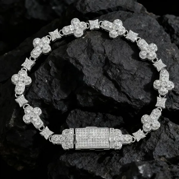 Unisex Hip-hop Bracelet, a Cross Set With Zircon - Fashionable, Personalized and Niche Jewelry photo-2