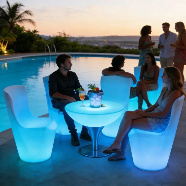 IP65 Waterproof LED RGB Event Chair With 16 Colors Changeable Modern Outdoor PE Plastic Cube Seat for Home Bar