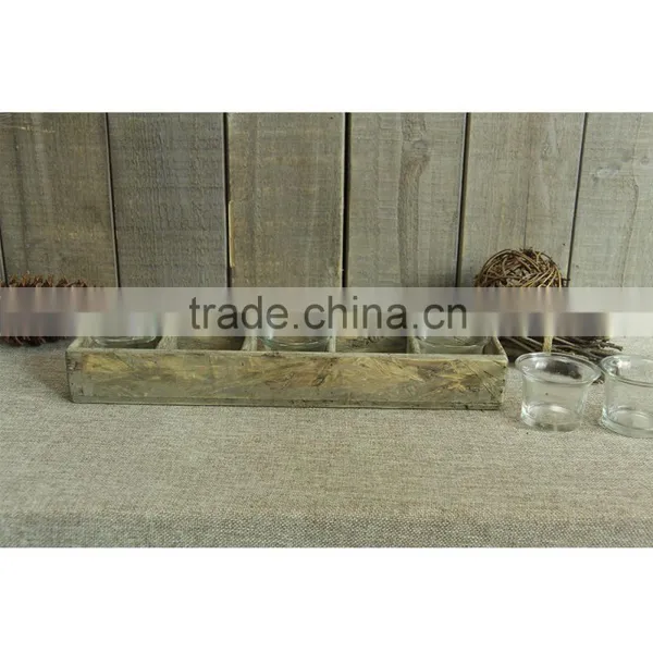 Wooden Vintage Handmade Home Decor Tealight Votive Tray Candle Holder photo-3