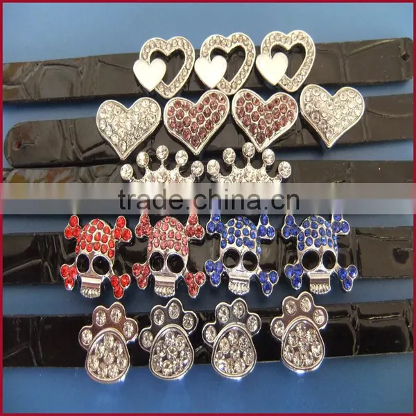 10mm Full Diamond Double Heart Shaped Slide Charms Diy Jewellery Accessories photo-2