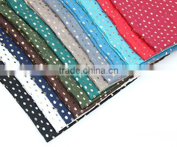 Fashion Women Hijab Shawl Polka Dot Gold Stamping Polyeter Viscose Scarf photo-6
