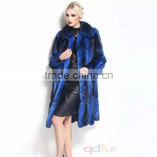 QD30090 Star Blue Sexy Cool Women Long Black Velvet Coat