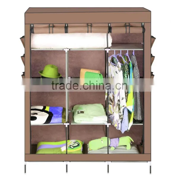 2016 Trends Hotsale in DE Home DIY Portable Closet Storage Organizer Wardrobe Clothes Rack With Shelves and Hanger OS003946