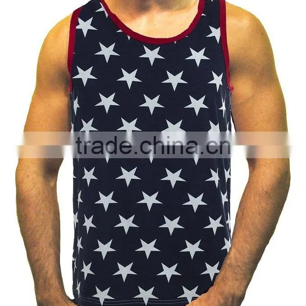 Men's Custom Printing Service Vest Stars & Stripes American Flag Tank Top Shirt photo-3