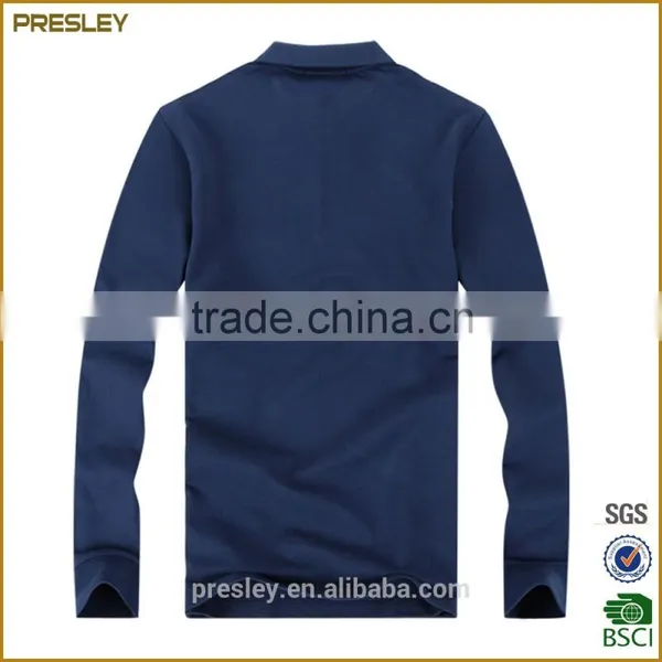 Presley Oem New Fashion Men's Casual Regular Fit Blank Long Sleeve Custom Polo Shirt photo-6