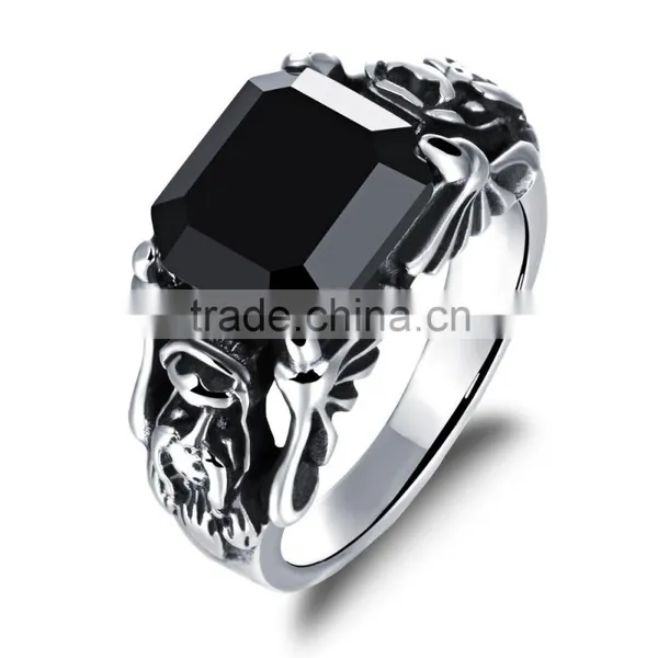 Costume Jewellry Wholesale Skull Engagement Ring for Women With Black Stone photo-2