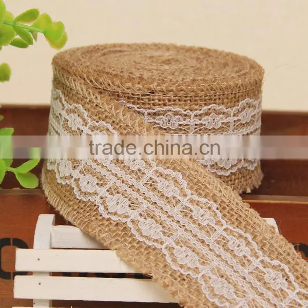 Vintage Burlap Lace Tirm,rustic Jute Trims,wired Burlap Ribbon for Wedding Decoration Quality Choice photo-5