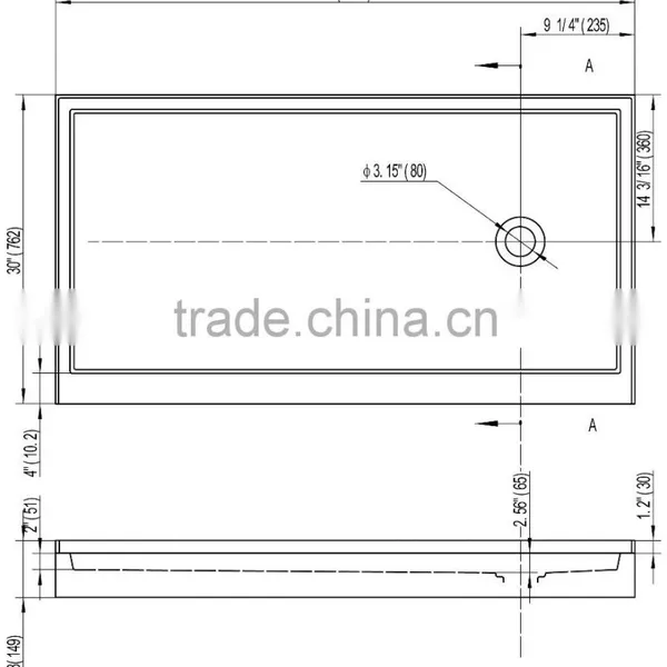 Cupc 3 Side Aclove Tile Flange Shower Base,full Sizes of Shower Base,tray photo-5
