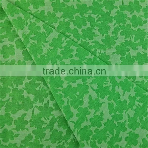 Esse Textile Knitted Green Small Flower Fabric T/R Fabric Burnout Fabric for Garment