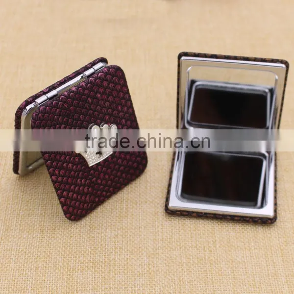 Customized Beautiful Rectangle Alligator Pattern Leather Compact Mirror photo-6