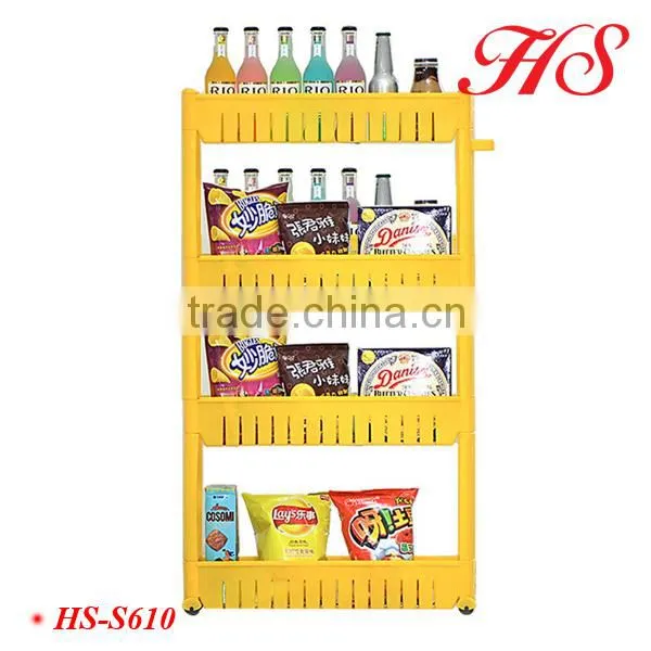 4 Layers Plastic Sundries Shelf, Four-layer Storage Shelf Fridge Plastic Rack for Kitchen and Bathroom