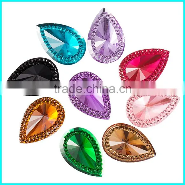 Resin Stone,20*30MM Teardrop Sew on Stone