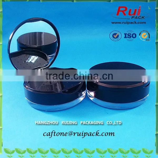 Mini Cute Compact Powder Cases With Mirror, Double Layer Fashion Black Empty Cosmetic Makeup Compact Powder Case