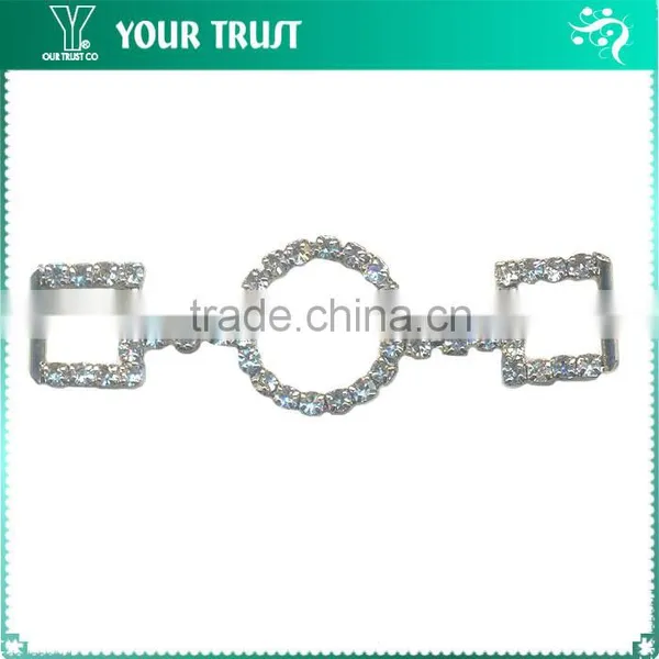 3MM 5MM Clear Cystal Rhinestone Connector Rhodium Metal Belt Buckle photo-3