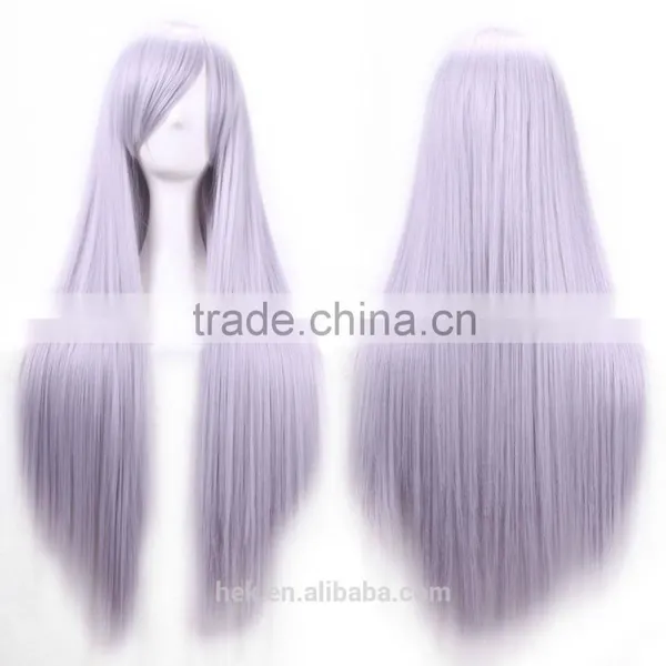 Cosplay Wig Oblique Bangs Long Straight Human Wigs 80cm 32 Inch Costume Party Synthetic Hair Wig photo-2
