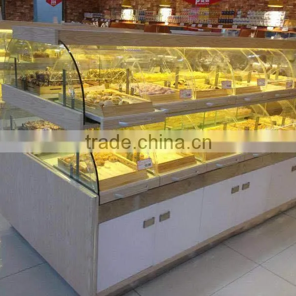 Double Side Circle Arc Supermarket Bread Shelf With Drawer Not Including Plates