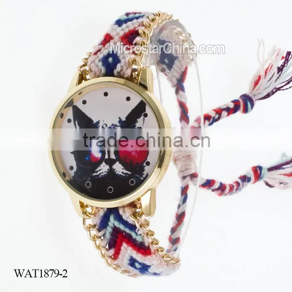 Elastic Knitting Watch Chain Cat Face Quartz Watch Price photo-2