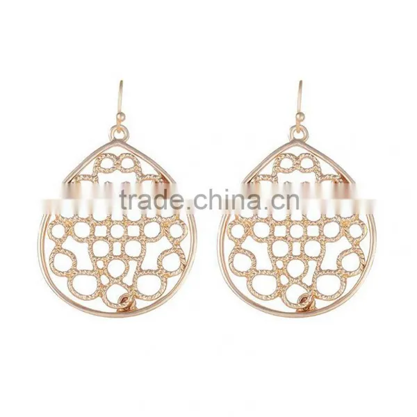 Crystal Fashional Beautiful Decorative Golden Mesh Earring Wholesale J11033F01 photo-3