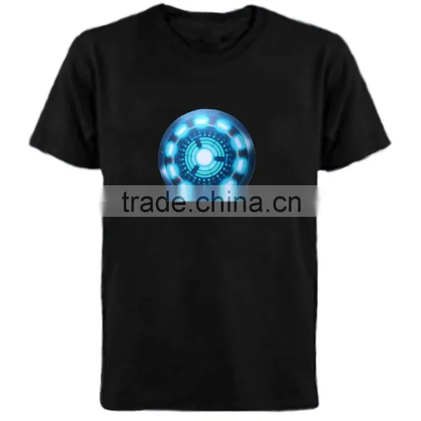 LED Sound Activated Sensor T shirt with 4pcs AAA battery inverter