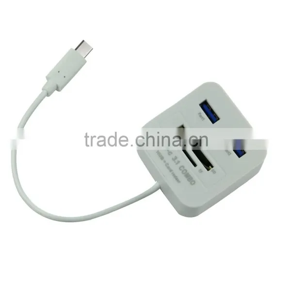4 in 1 USB3.1 Type C Adapter + Card reader, Multiple 2 Port USB2.0 TF SD Card Reader Adapter