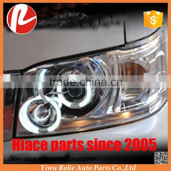 Crystal Clear CCFL Angel Eyes HID Projector Lens LED Head Light for Toyota Hiace 05-10