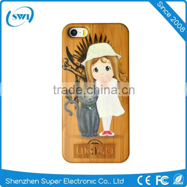 Colorful Painting PC+wood Case for Iphone 6, New Arrival Back Cover Case For Iphone 7 photo-3