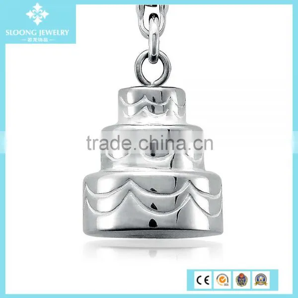 Wedding Cake Decoration Charm Pendant in Sterling Silver photo-2