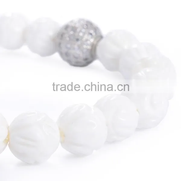 Moon Bodhi Seed Stretch Bracelet Buddhism Prayer Beads Mala White photo-6