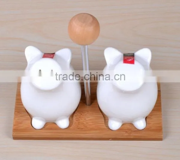 Hot Sale High Quality 2015 New Style Magnesia Porcelain Canisters/pepper Bottle Sets/2pcs Ceramic Canister Sets photo-2
