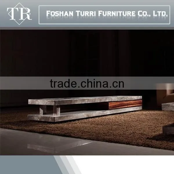 Modern Living Room Furniture Nature Marble Travertine TV Cabinet Designs photo-2