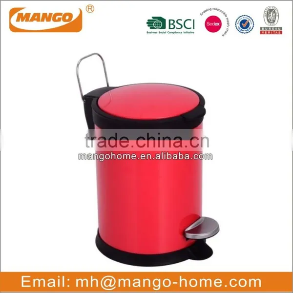 Round Stainless Steel Pedal Garbage Can With Soft Close Cover photo-2