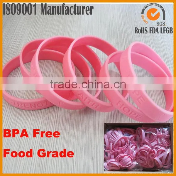 Breast Cancer Silicone Bracelets , Breast Cancer Awareness Promotional Gift Silicone Bracelet Wholesale photo-2