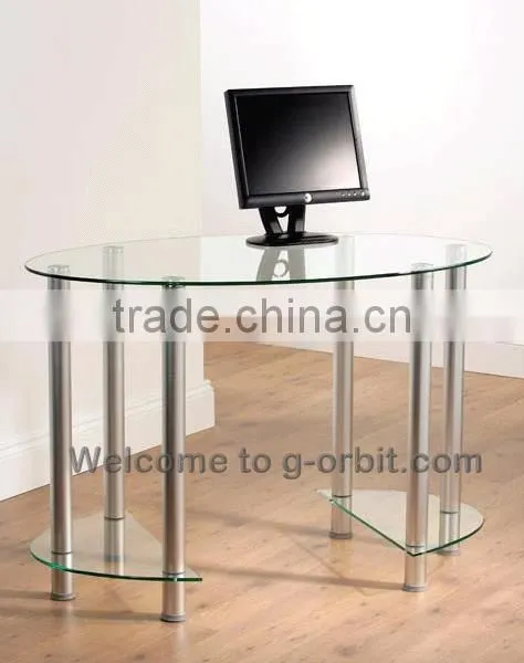 Metal Frame Design Modern Glass Computer Table photo-4