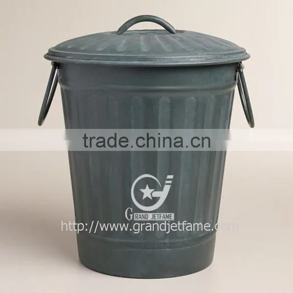 Kitchen Colorful Galvanized Metal Garbage Can Trash Can Waste Bin photo-2