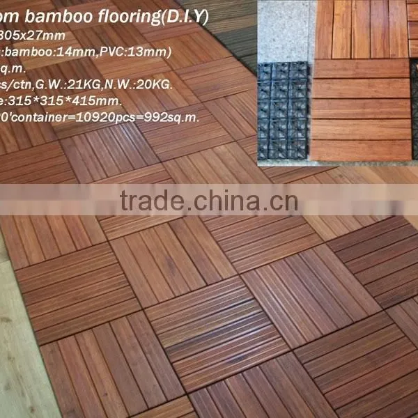 China Outdoor Deck Floor Covering Carbonized Color Strand Woven Bamboo Decking Tile Unit-KE-OS0825 photo-3