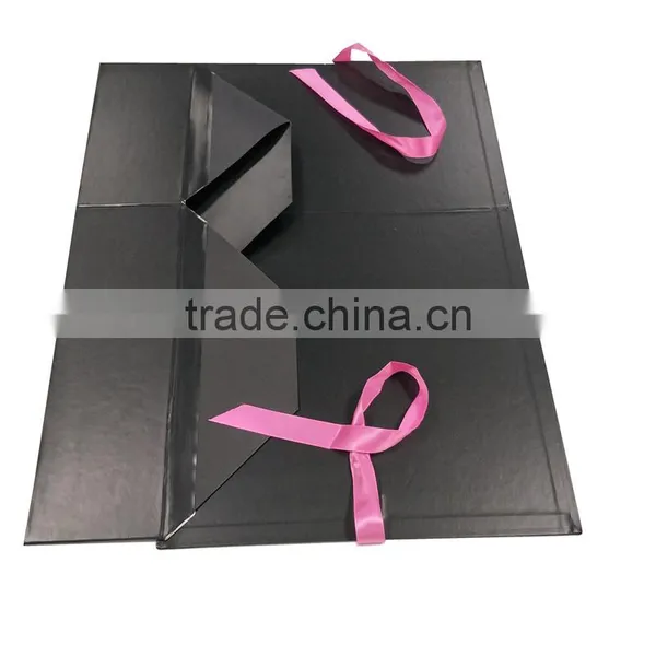 Custom Black Ribbon Closures Rigid Cardboard Collapsible Gift Box for Bra Packaging photo-6