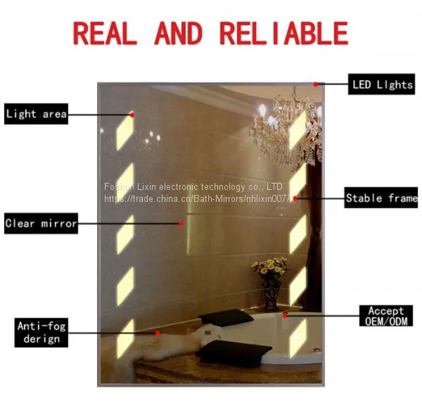 FOGLESS MIRROR WITH LED , Mirror Frosted by Two Sides