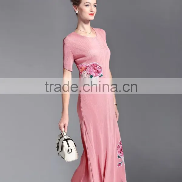 Bodice Flower Printing OL Fashion Draped Women Slim Dresss photo-5