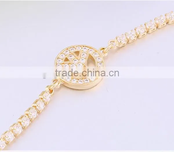 Eco-friendly Copper 18K Gold Plating Crystal Bracelet for Young Lady photo-3
