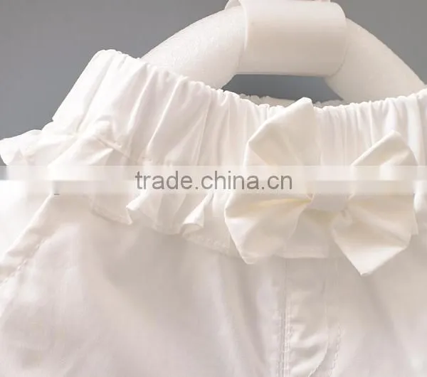 Bulk Sale!Children Clothes Pure White Wild Ruffle Shorts Bowknot Decoration Two Trousers Pockets Wholesale photo-2