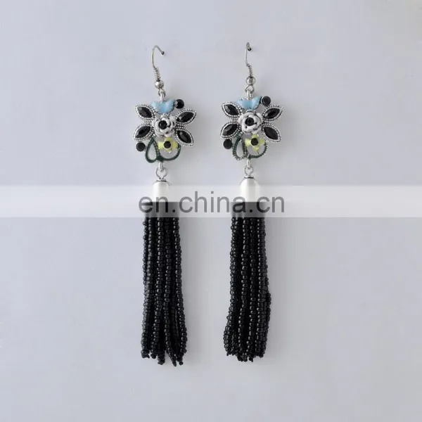 Lovely Beaded Tassel Tinsel Tdrops Earring photo-3