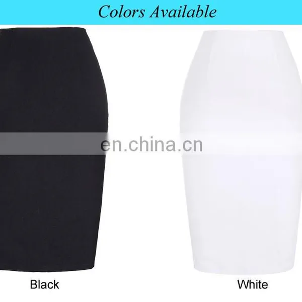 Kate Kasin Occident Women's Black High Stretchy Hips-Wrapped Split Short Pencil Skirt 20" KK000273-1 photo-5