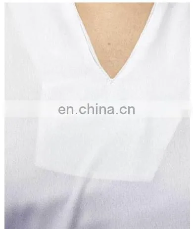 Blusas Femininas New Design Hot Summer Latest Stylish Sexy Sleeve Collar Neck Ivory Polyester Crepe Blouse Top For Ladies Women photo-5